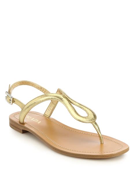 prada metallic leather thong sandals|Prada Sandals for Women .